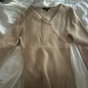 Joe's Jeans Cream V-Neck Sweater Ribbed Knit